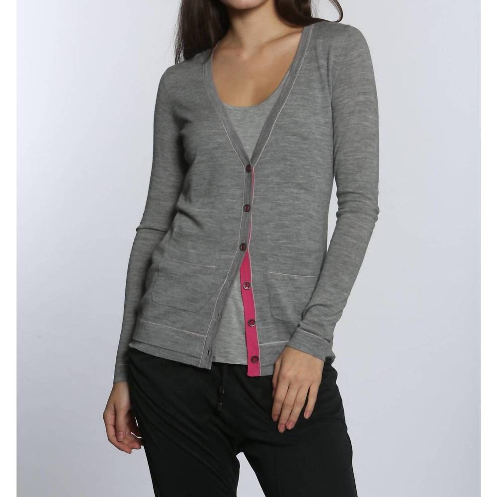 NEW LABEL+THREAD women's double rib cardigan in grey